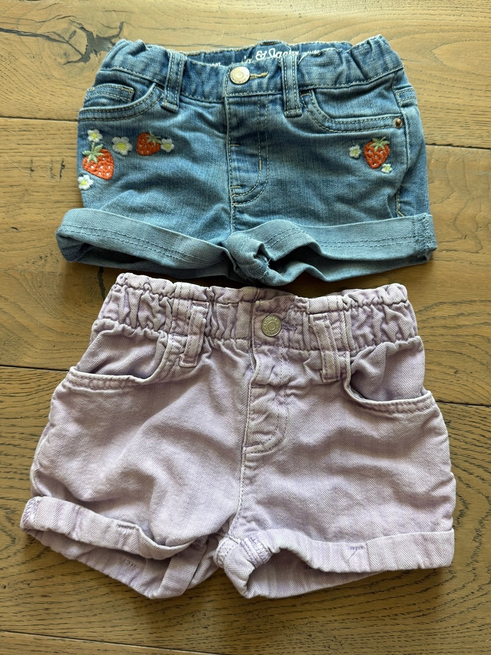 Toddler Girls Shorts Lot 2T Cat & Jack Strawberry and Purple Denim